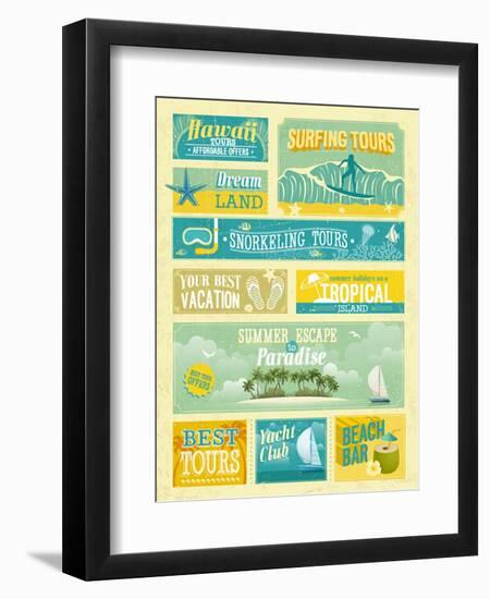 Vintage Summer Holidays And Beach Advertisements-avean-Framed Premium Giclee Print