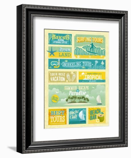 Vintage Summer Holidays And Beach Advertisements-avean-Framed Premium Giclee Print