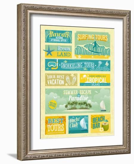 Vintage Summer Holidays And Beach Advertisements-avean-Framed Art Print