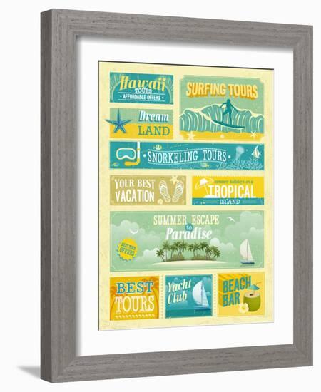 Vintage Summer Holidays And Beach Advertisements-avean-Framed Art Print