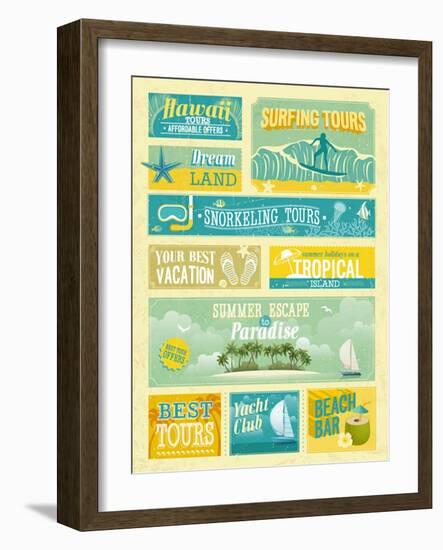 Vintage Summer Holidays And Beach Advertisements-avean-Framed Art Print