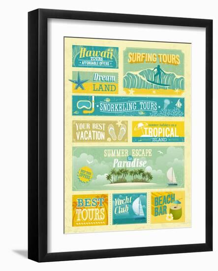 Vintage Summer Holidays And Beach Advertisements-avean-Framed Art Print