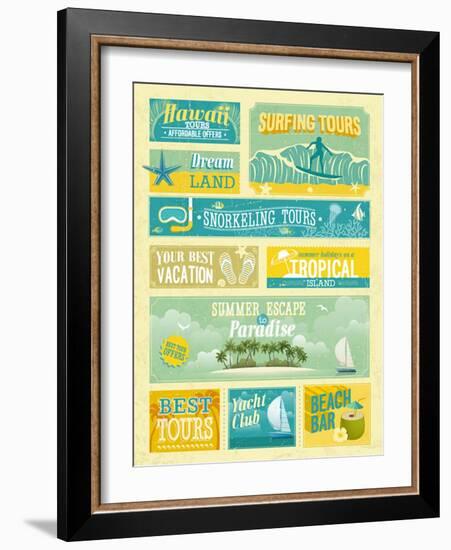 Vintage Summer Holidays And Beach Advertisements-avean-Framed Art Print