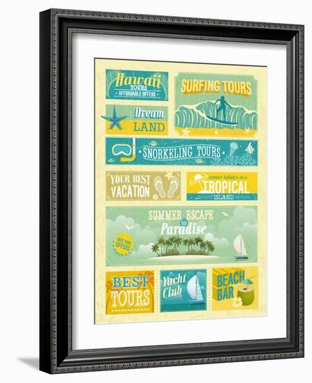 Vintage Summer Holidays And Beach Advertisements-avean-Framed Art Print