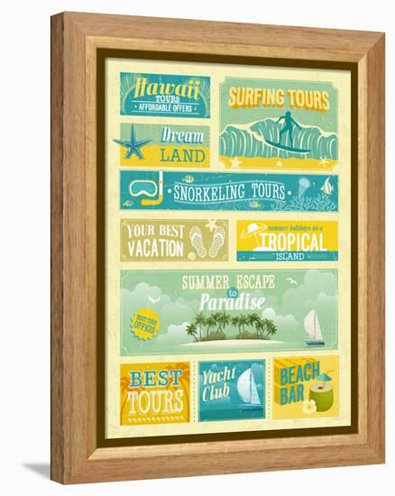 Vintage Summer Holidays And Beach Advertisements-avean-Framed Stretched Canvas