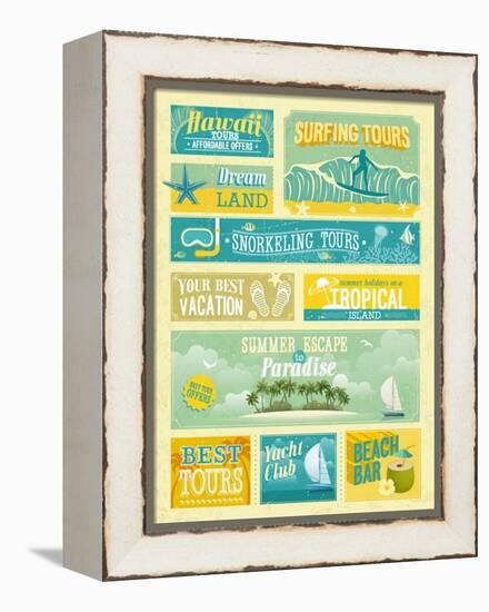 Vintage Summer Holidays And Beach Advertisements-avean-Framed Stretched Canvas