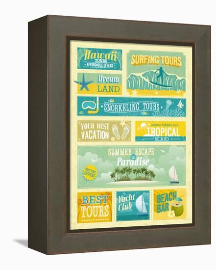 Vintage Summer Holidays And Beach Advertisements-avean-Framed Stretched Canvas