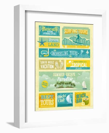 Vintage Summer Holidays And Beach Advertisements-avean-Framed Art Print