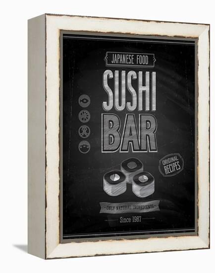 Vintage Sushi Bar Poster - Chalkboard-avean-Framed Stretched Canvas