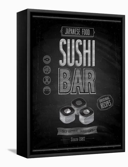 Vintage Sushi Bar Poster - Chalkboard-avean-Framed Stretched Canvas