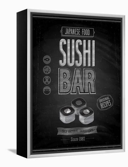 Vintage Sushi Bar Poster - Chalkboard-avean-Framed Stretched Canvas