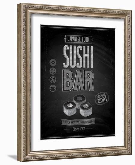 Vintage Sushi Bar Poster - Chalkboard-avean-Framed Art Print