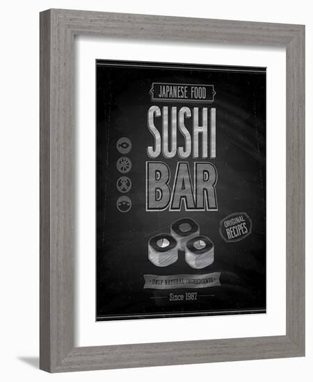 Vintage Sushi Bar Poster - Chalkboard-avean-Framed Art Print