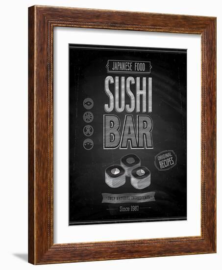 Vintage Sushi Bar Poster - Chalkboard-avean-Framed Art Print