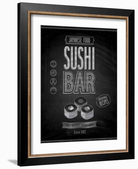 Vintage Sushi Bar Poster - Chalkboard-avean-Framed Art Print