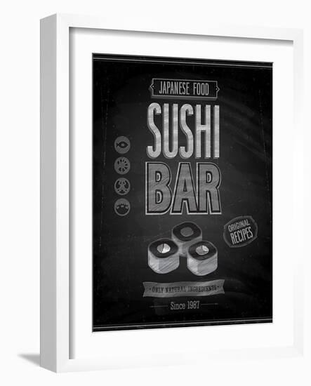 Vintage Sushi Bar Poster - Chalkboard-avean-Framed Art Print