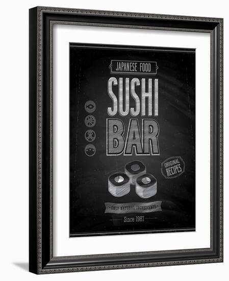 Vintage Sushi Bar Poster - Chalkboard-avean-Framed Art Print