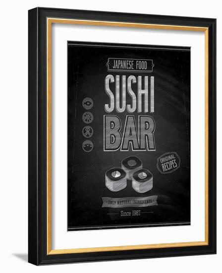 Vintage Sushi Bar Poster - Chalkboard-avean-Framed Art Print