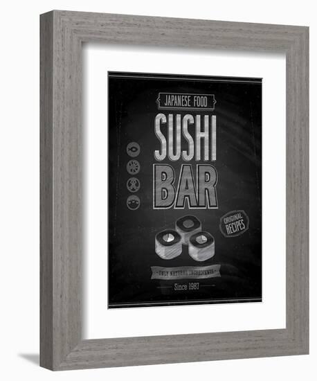 Vintage Sushi Bar Poster - Chalkboard-avean-Framed Art Print