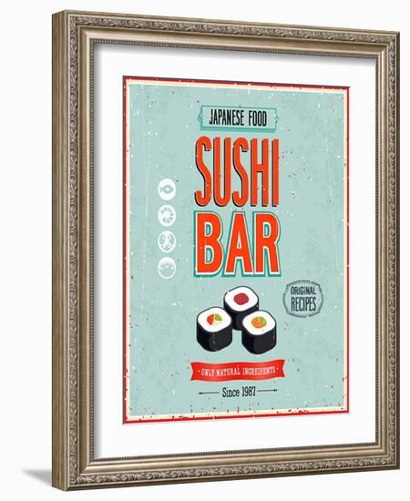 Vintage Sushi Bar Poster-avean-Framed Art Print