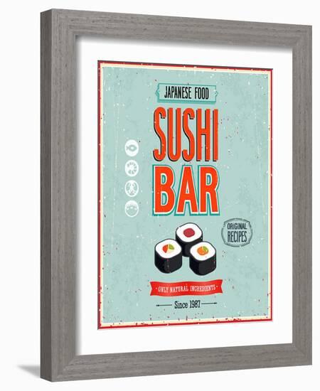 Vintage Sushi Bar Poster-avean-Framed Art Print