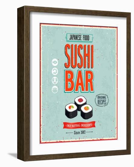 Vintage Sushi Bar Poster-avean-Framed Art Print