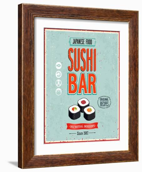 Vintage Sushi Bar Poster-avean-Framed Art Print