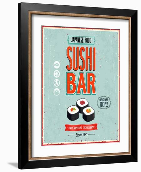 Vintage Sushi Bar Poster-avean-Framed Art Print