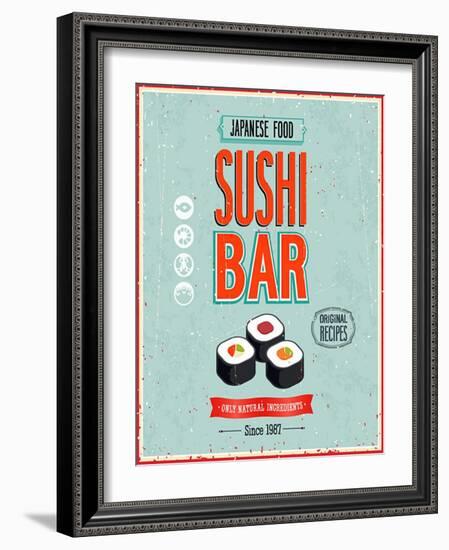 Vintage Sushi Bar Poster-avean-Framed Art Print