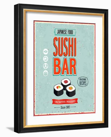 Vintage Sushi Bar Poster-avean-Framed Art Print