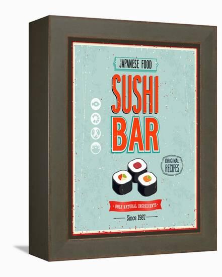 Vintage Sushi Bar Poster-avean-Framed Stretched Canvas