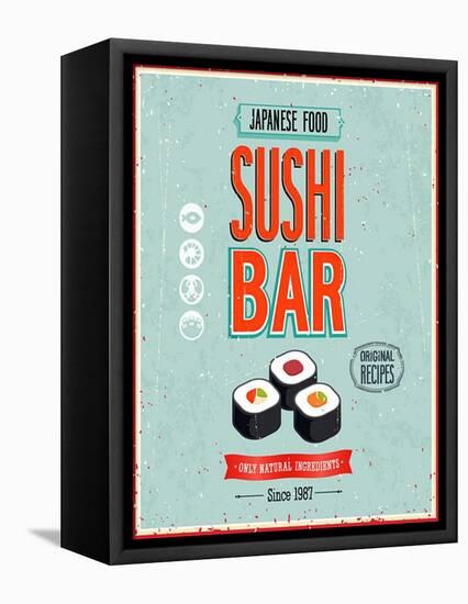 Vintage Sushi Bar Poster-avean-Framed Stretched Canvas