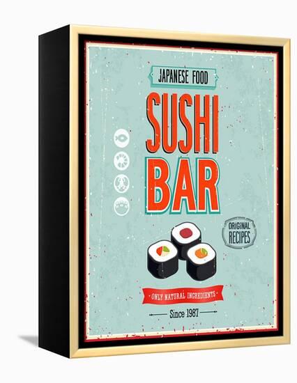 Vintage Sushi Bar Poster-avean-Framed Stretched Canvas