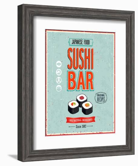 Vintage Sushi Bar Poster-avean-Framed Art Print