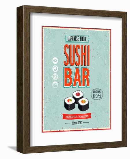 Vintage Sushi Bar Poster-avean-Framed Art Print