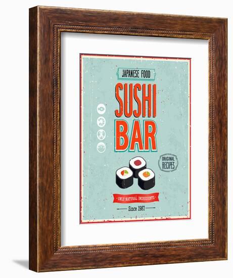 Vintage Sushi Bar Poster-avean-Framed Art Print