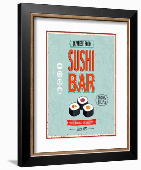 Vintage Sushi Bar Poster-avean-Framed Art Print