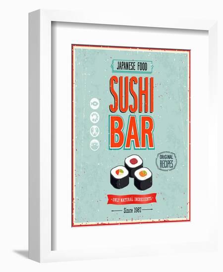 Vintage Sushi Bar Poster-avean-Framed Art Print
