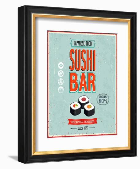 Vintage Sushi Bar Poster-avean-Framed Art Print