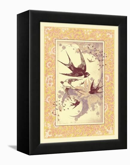 Vintage Swallows-null-Framed Stretched Canvas