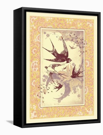 Vintage Swallows-null-Framed Stretched Canvas