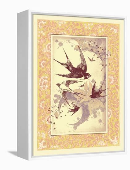 Vintage Swallows-null-Framed Stretched Canvas