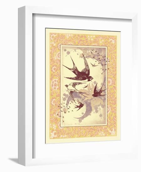 Vintage Swallows-null-Framed Premium Giclee Print