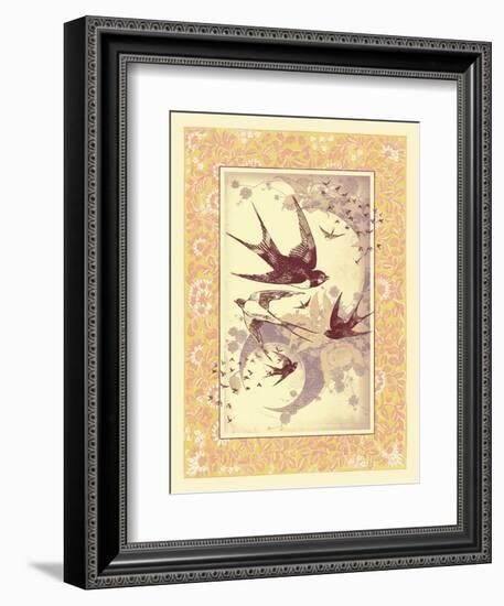 Vintage Swallows-null-Framed Premium Giclee Print