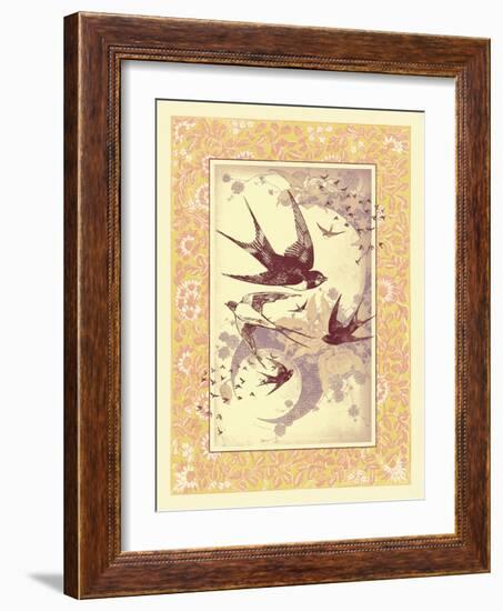 Vintage Swallows-null-Framed Art Print