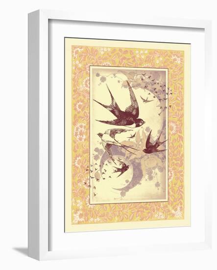 Vintage Swallows-null-Framed Art Print