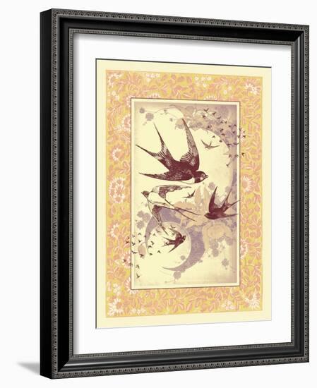 Vintage Swallows-null-Framed Art Print