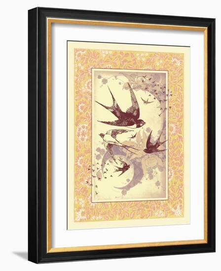 Vintage Swallows-null-Framed Art Print