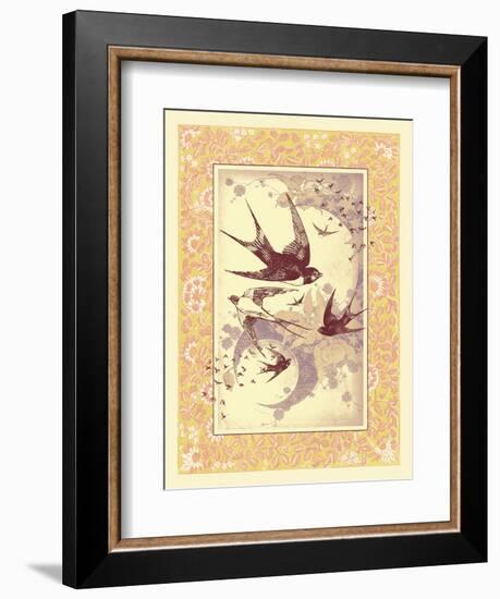 Vintage Swallows-null-Framed Art Print