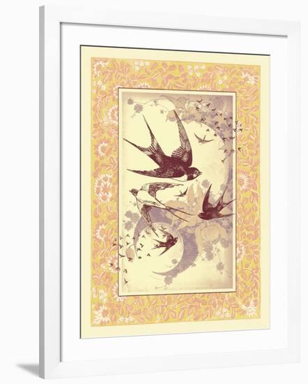 Vintage Swallows-null-Framed Art Print